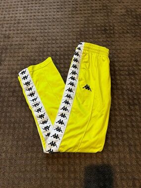 Kappa Kids Bright Yellow Joggers with Black Logo Tape
